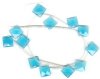 1 12x12mm Quartz Aqua Faceted Square Drop